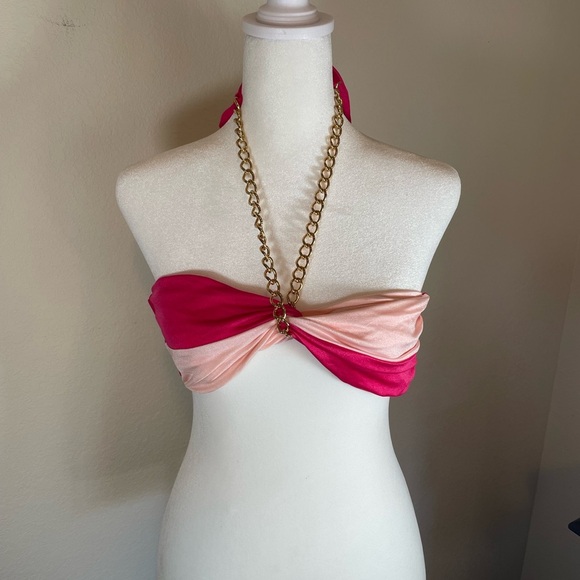 Victoria’s Secret two toned pink chain Bikini top - Picture 2 of 7